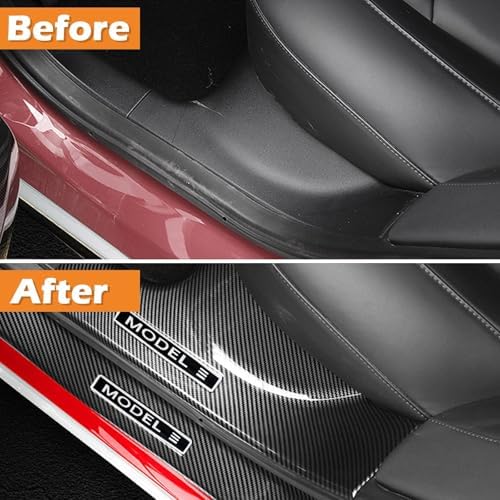 Door Sill Protector for Tesla Model 3, 4 Pieces Door Entry Protectors Strips - Image 3