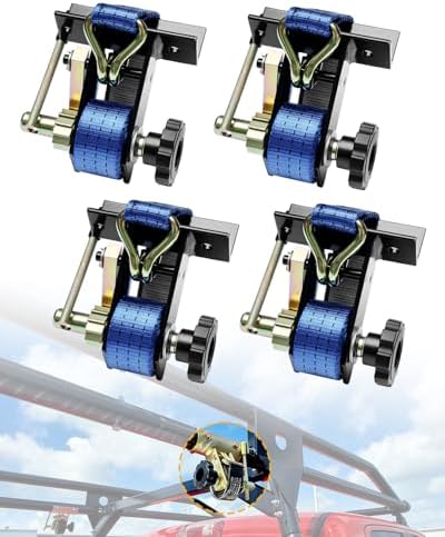 Ladder Rack Ratchet Straps, Truck Rack Straps, 1.4" Black Square Tube Mount by Gledewen