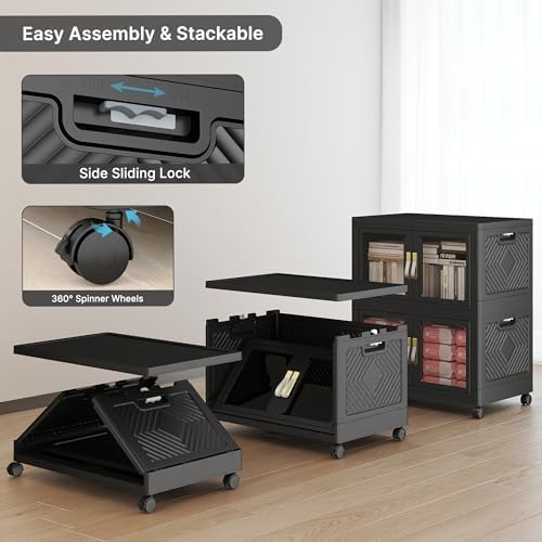 Stackable Storage Bins with Doors & Lids & Wheels - Image 4