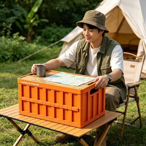 3 Pack Orangered 50L Collapsible Storage Crate - Image 2
