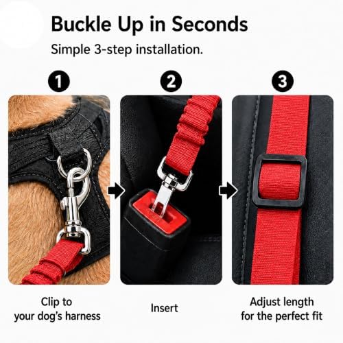 Dog Car Restraint Tether 2Pcs, Retractable Pet Travel Harness - Image 3
