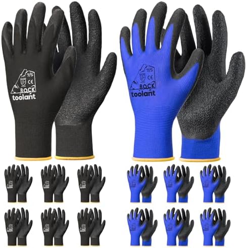 toolant Crinkle Latex Work Gloves, 12 Pairs by toolant