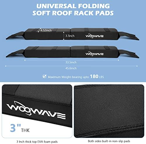 WOOWAVE Folding Kayak Soft Roof Rack Pads Universal Kayak Carrier Car Rack - Image 2