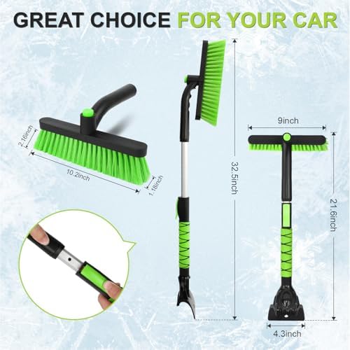 Snow Brush with Ice Scraper 33 inch, 2 in 1 Extendable Snow Removal - Image 6