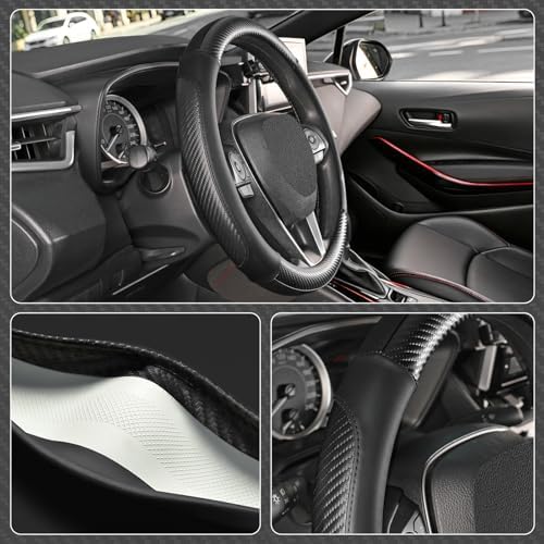 SEG Direct Steering Wheel Cover 14"-14.25" Heavy-Duty Black Carbon Pattern - Image 3