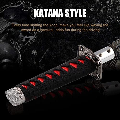 RYANSTAR Katana Shift Knob Samurai Sword Design 4 Adapters Black Red - Image 2