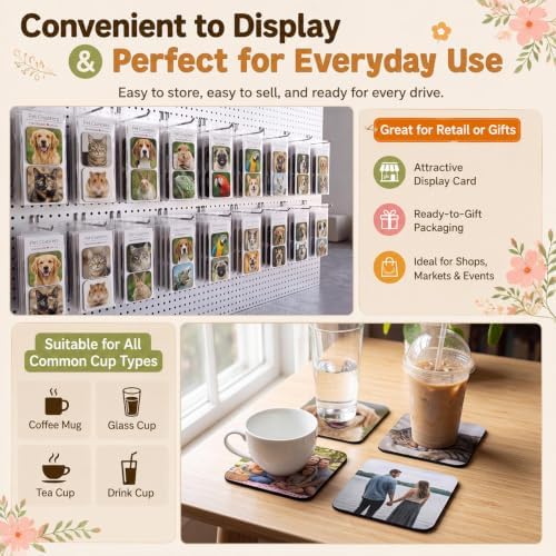 Tioncy 200 Pcs 4 Inch Square Sublimation Coaster Blanks Kit - Image 4