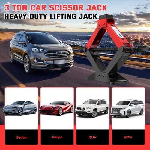 Portable Car Jack 3 Ton, Heavy Duty Scissor Jack - Image 2