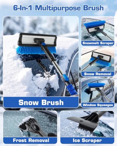 56" Long Snow Brush Ice Scraper and Squeegee - Image 3