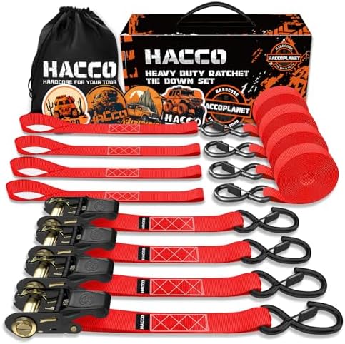 Haccoplanet Ratchet Tie Down Straps, 1 in x 16 ft by Haccoplanet