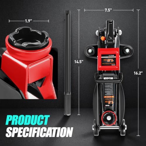 DNA Motoring 1.5 Ton Car Floor Jack Low Profile Hydraulic Trolley Service/Floor - Image 4