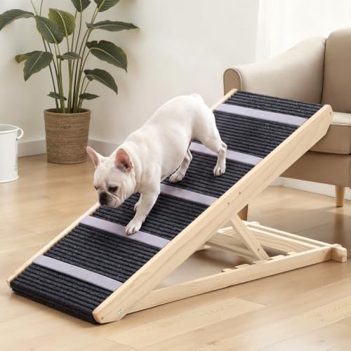 Dog Ramp for Couch, 39.4" Extra Wide Wooden Pet Ramp, 4 Adjustable Heights by PawGiant