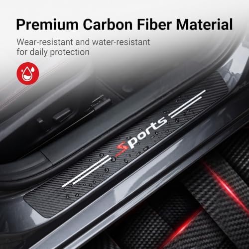 4 PCS Car Door Entry Sill Protector, Sports Carbon Fiber Style Anti‑Scratch - Image 3