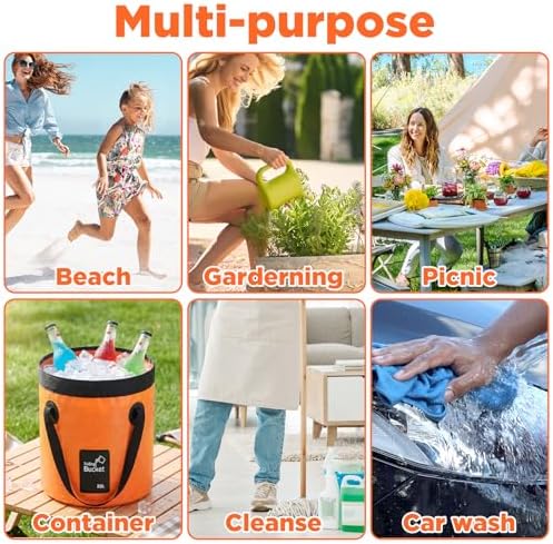 4 Pcs Collapsible Bucket with Handle 5 Gallon Foldable Water Container Folding - Image 7