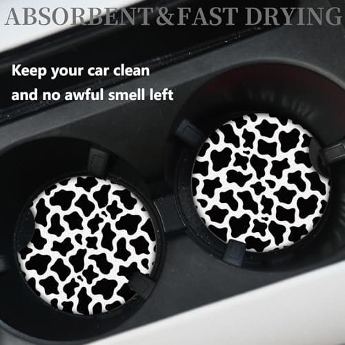 Cute Cow Print Animal Themed Black and White Cup Holders, 2 Pack Universal - Image 2