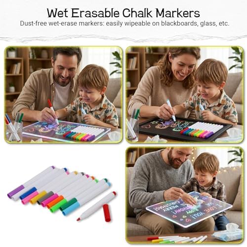 12 PCS Red Liquid Chalk Markers, Fine Tip Neon Erasable Pens - Image 5