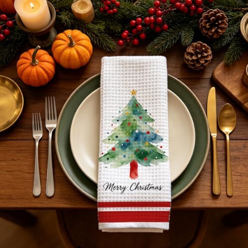 Merry Christmas Kitchen Towel, Christmas Tree Decor Dish Towel - Image 5