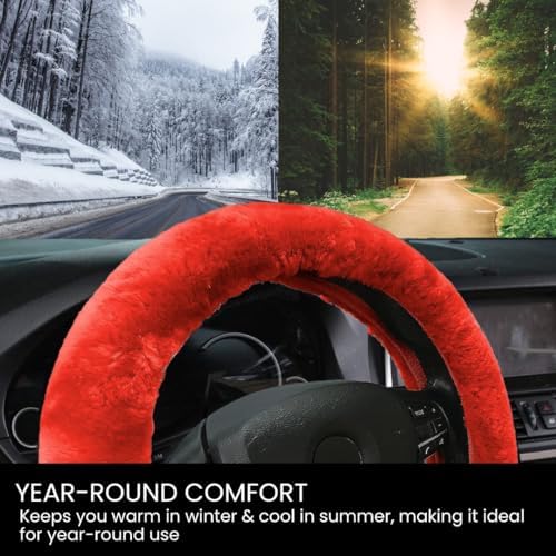 Andalus Brands Luxury Fluffy Car Steering Wheel Covers – Genuine Merino - Image 5