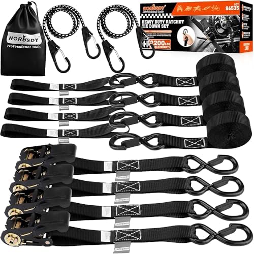 HORUSDY Ratchet Straps Heavy Duty, Tie Down Straps Ratchet Set, 2200 LB Break by HORUSDY
