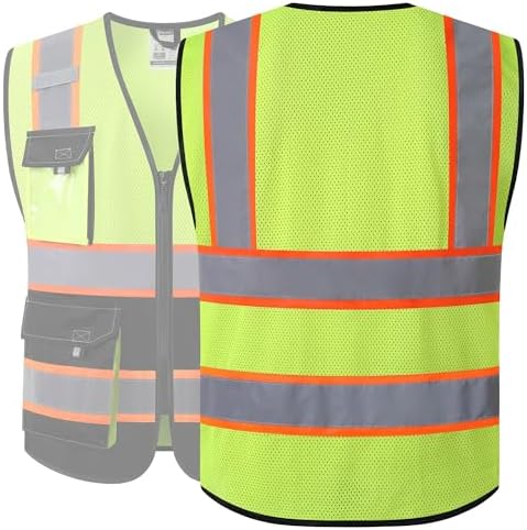 JKSafety Safety Vest for Men Women Hi Vis Reflective Vest JK220 YBlack 4XL - Image 2