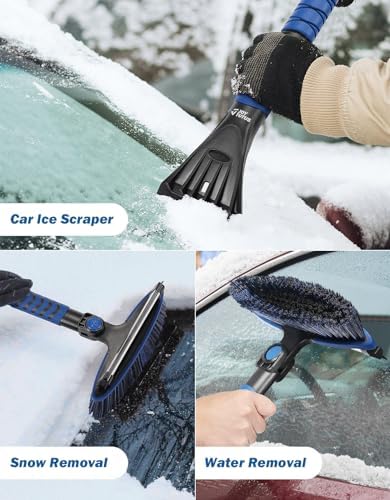 JOYTUTUS 41.5″ Extendable Snow Brush and Ice Scraper, 270°Pivoting Snow Scraper - Image 6