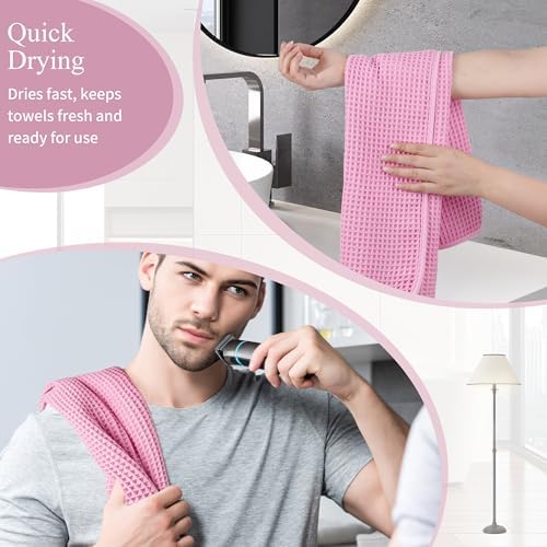 Microfiber Waffle Hand Towels, 4 Pieces, Fast Drying, Lint Free 430 GSM - Image 5