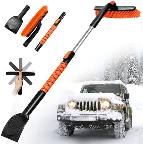 45" Extendable Snow Brush for Car Windshield, Military-Grade Sturdy Large Ice by AslyYardMngSter