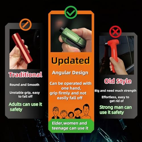 Window Breaker and Seatbelt Cutter Keychain, 2 in 1 Car Safety Hammer Glass - Image 2