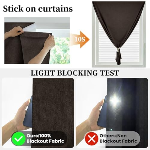 100% Blackout Self Adhesive Curtains- Stick on Curtains Shades Window Blinds - Image 2