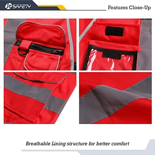JKSafety Safety Vest for Men Women Reflective Hi Vis JK150 Red XXL - Image 4