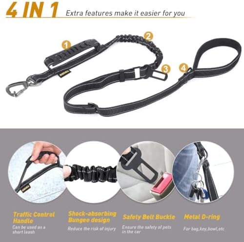 AUBELL Tactical Dog Leash Heavy Duty, 4-6ft No Pull Bungee Leash - Image 4