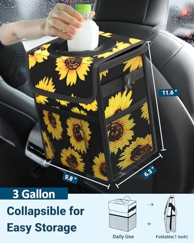 Capolo Car Trash Can with Lid, Leakproof Car Garbage Can Car Trash Bag - Image 2
