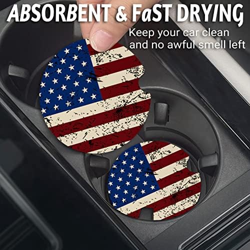 Yonlevres Car Coasters for Cup Holders, American Flag, 2 Pack - Image 2