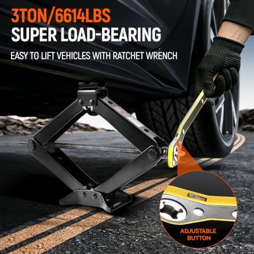 3 Ton Car Jack, Universal Heavy Duty Scissor Jack, Professional Spare Tire - Image 2