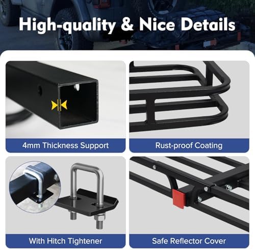 53"x19"x5" Hitch Cargo Carrier, 500 LBS Basket - Image 4
