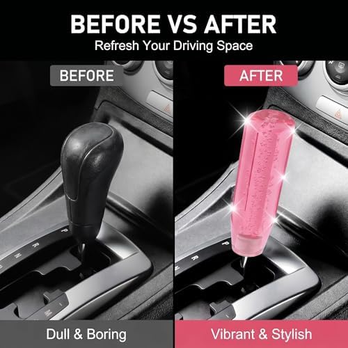 1 PC Car Shift Knob, 1.89 x 5.91 Inches Crystal Pink Acrylic Gear Shift Knob - Image 6