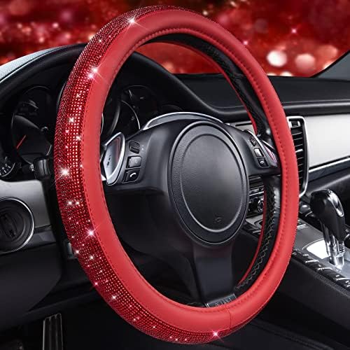 CAR PASS Bling Diamond Leather Steering Wheel Cover, - Image 2