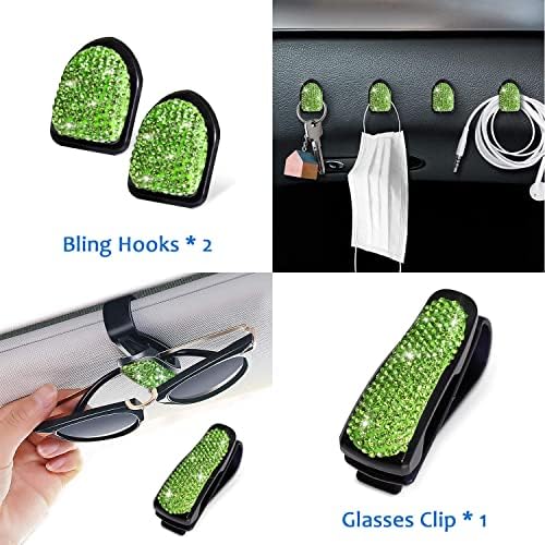 ToBeQueen 15 Pack Green Bling Car Accessories Set - Image 5