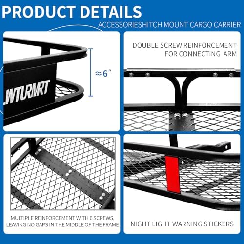 LWTURMRT Folding Hitch Cargo Carrier Basket 57"X21" - Image 4