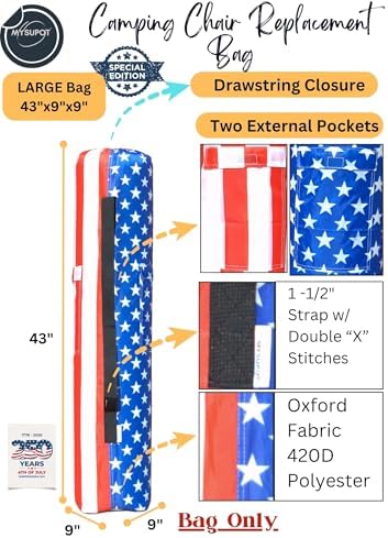 43"x9"x9" Replacement Bag for Folding Camping Chair, Camp Chairs, Yoga Mat - Image 4