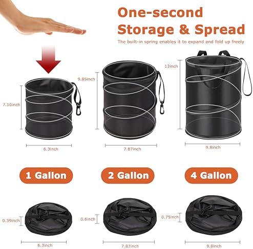 Ginsco New Leakproof Car Trash Can, 1 Gallon Mini Trash Can Pop-up Collapsible - Image 5