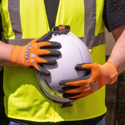 KLEIN TOOLS 60579 Work Gloves, Knit Dipped Cut Resistant ANSI A1 Nitrile Coated - Image 4