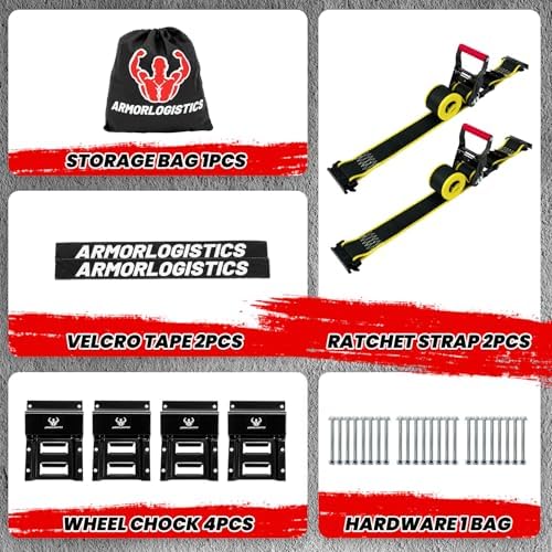 2Pack UTV Wheel Chock Tie-Down Kit, 2 in x 8 ft Heavy Duty Trailer Tire Straps - Image 7