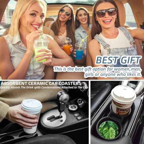 Cup Holder for Car, Tropical Leaf Pattern Ceramic Coasters Non-Slip Cup Holder - Image 5