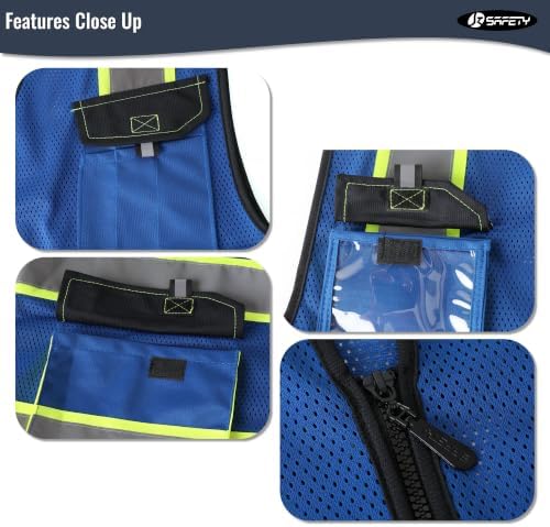 JKSafety Safety Vest for Men Women Hi Vis Reflective Vest JK220 Blue 2XL - Image 3