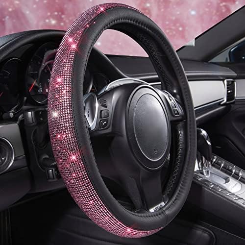 CAR PASS Bling Diamond Leather Steering Wheel Cover, Bling Sparkly Crystal - Image 2