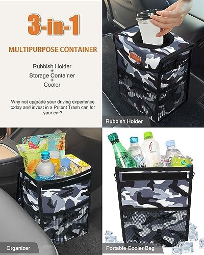Pritent Car Trash Can with Lid Leakproof Car Garbage Bag Vehicle Trash Bin - Image 5