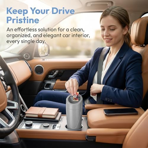 Car Trash Bin with Lid, Leak-Proof Portable Vehicle Cup Holder Garbage Can - Image 4