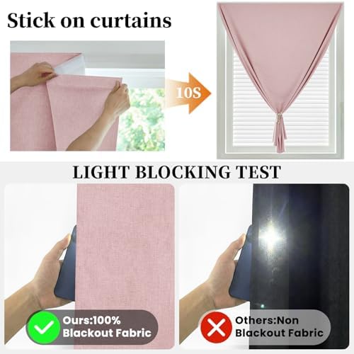 100% Self Adhesive Blackout Curtains- Stick on Curtain Shades Window Blinds - Image 2