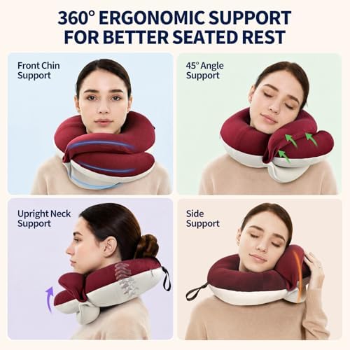 BUYUE Travel Neck Pillows for Airplanes, Memory Foam 360° Head Support Sleep - Image 2